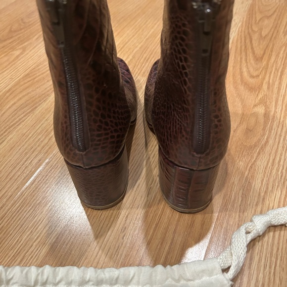 Zou Xou Dark Brown Crocodile Pattern Ankle Boots - Picture 5 of 16
